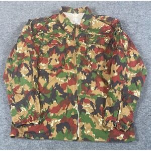 Swiss Army Field Jacket Mens Large Alpenflage Camo Full Zip Military Canvas M70